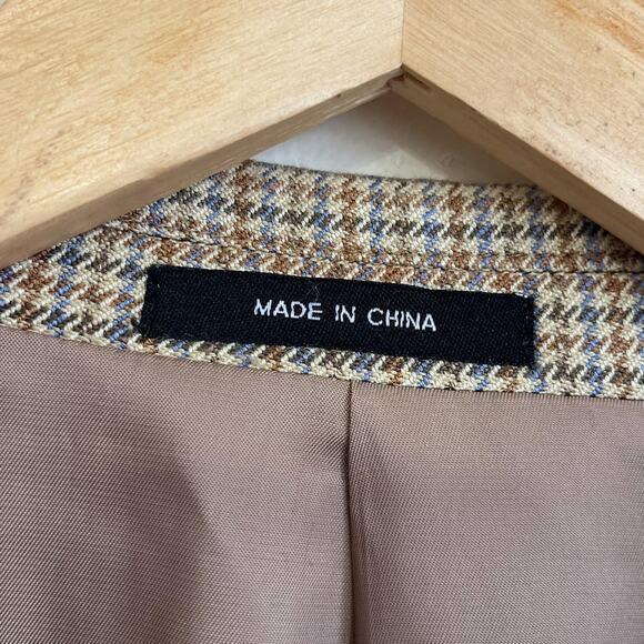 Ralph Lauren Chaps Silk Mens Blazer Size 44L Houndstooth 2 Button Sport Coat - Picture 13 of 13